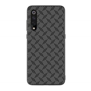 Protector de telefon din plastic NILLKIN FIBRE SINTETIC PLAID (cauciucat, ecologic, 3D, model în dungi) NEGRU Xiaomi Mi 9