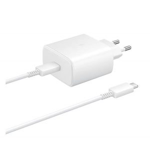 Încărcător SAMSUNG priză tip C (45 W, încărcător rapid PD + cablu tip C de 100 cm) ALB