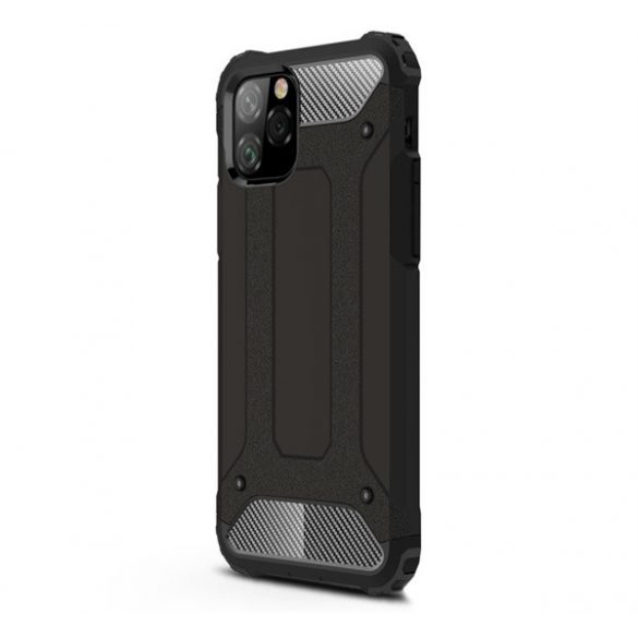 Defender Plastic Phone Husă (rezistent la impact mediu, toc cu bule, interior silicon, efect metalic) negru Apple iPhone 11 Pro