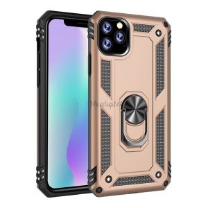 Protector de telefon din plastic Defender (rezistență medie la impact, interior din silicon, inel de suport pentru telefon, placă metalică încorporată) GOLD Apple iPhone 11 Pro Max