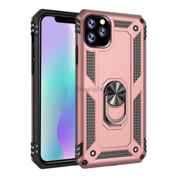 Protector de telefon din plastic Defender (rezistență medie la impact, interior din silicon, inel suport telefon, placă metalică încorporată) ROSE GOLD Apple iPhone 11 Pro Max