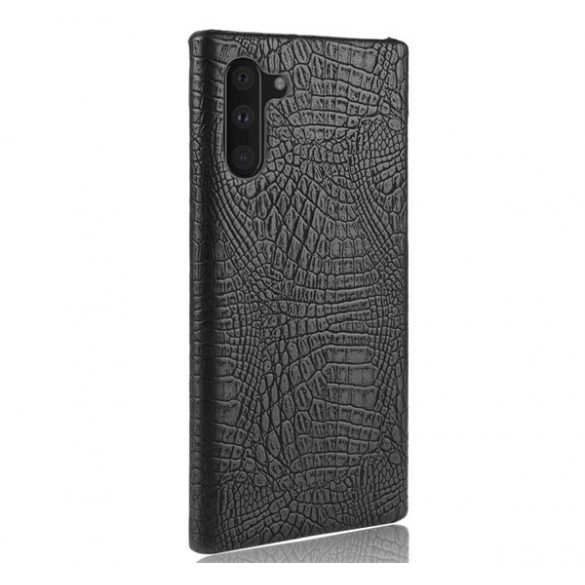 Protecție din plastic pentru telefon (efect piele, model piele de crocodil) negru Samsung Galaxy Note 10 (SM-N970F)