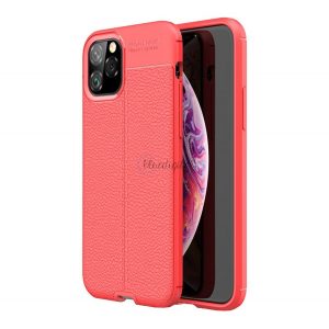 Protector de telefon din silicon (rezistenta la impact mediu, efect piele, model de cusaturi) RED Apple iPhone 11 Pro