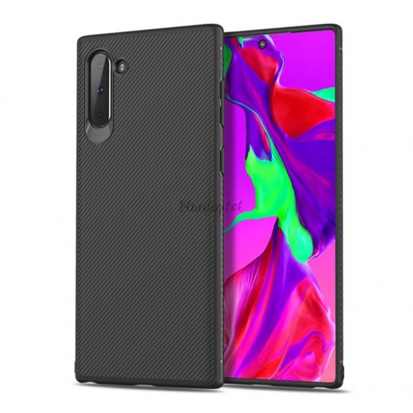 Protector din silicon pentru telefon (rezistență medie la impact, model în dungi) NEGRU Samsung Galaxy Note 10 (SM-N970F)