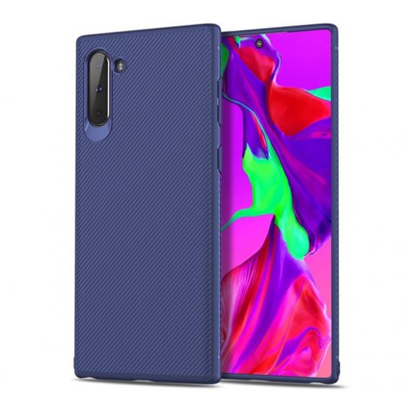 Protector de telefon din silicon (rezistență medie la impact, model în dungi) ALBASTRU ÎNCHIS Samsung Galaxy Note 10 (SM-N970F)