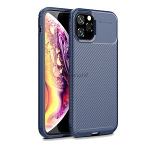 Protectie din silicon pentru telefon (rezistenta medie la impact, colt cu perna de aer, model carbon) ALBASTRU INCHIS Apple iPhone 11 Pro