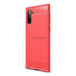 Protector de telefon din silicon (rezistență medie la impact, colț cu perne de aer, periat, model carbon) ROSIU Samsung Galaxy Note 10 (SM-N970F)