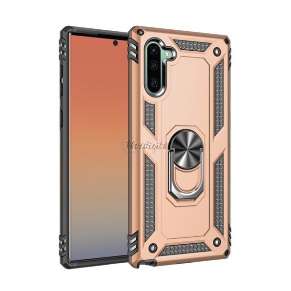 Protector de telefon din plastic Defender (rezistent mediu la impact, interior din silicon, inel de suport pentru telefon, placă metalică încorporată) GOLD Samsung Galaxy Note 10 (SM-N970F)