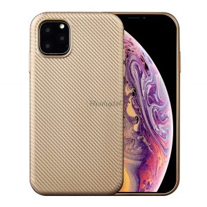 Protector de telefon din silicon (model carbon) GOLD Apple iPhone 11 Pro