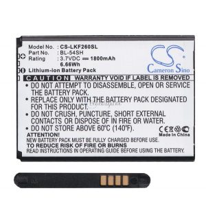 Baterie CAMERON SINO Li-Ion (3,7V/1800mAh, compatibil cu LG BL-54SG) NEGRU LG AKA (H788), LG Magna (C90), LG L90 (D405N), LG L80 (D380), LG L80+ L Bello (D331) ), LG L80+ L Bello Dual (D335), LG L90 dual (D410n), LG G3 S (D722), LG G4c (H525n)