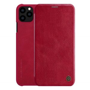 Husa NILLKIN QIN in picioare, efect piele (FLIP, deschidere laterala, suport card bancar) RED Apple iPhone 11 Pro