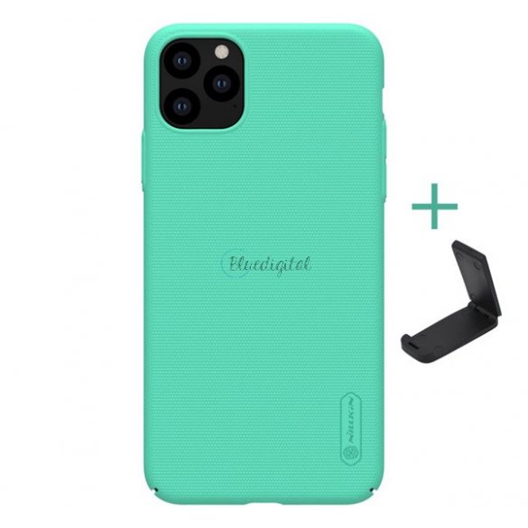 Protectie de telefon din plastic NILLKIN SUPER FROSTED (cauciucat, suprafata aspra + suport de masa) CYAN Apple iPhone 11 Pro