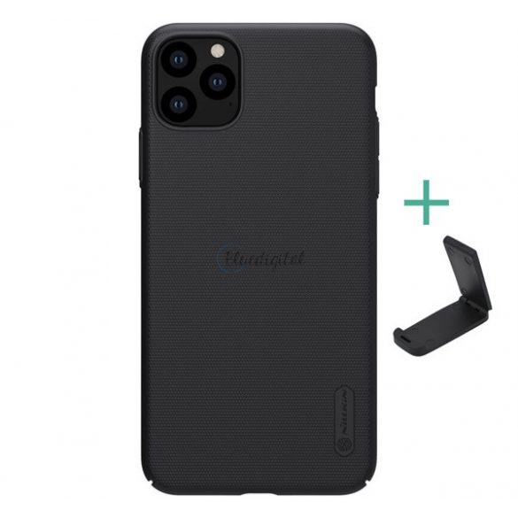 Protector de telefon din plastic NILLKIN SUPER FROSTED (cauciucat, suprafata aspra + suport de masa) NEGRU Apple iPhone 11 Pro Max