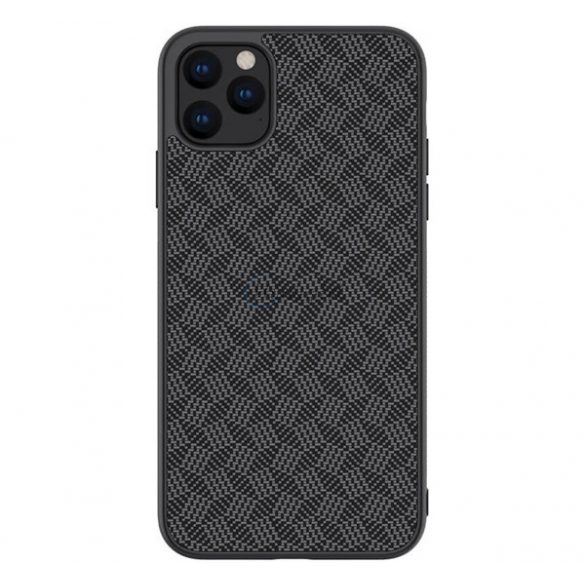 Protector de telefon din plastic NILLKIN FIBRĂ SINTETICĂ PLAID (cauciucat, ecologic, 3D, model în dungi) NEGRU Apple iPhone 11 Pro Max