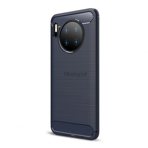 Protector de telefon din silicon (rezistență medie la impact, colț cu pernă de aer, periat, model carbon) ALBASTRU ÎNCHIS Huawei Mate 30