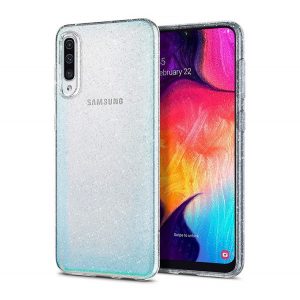 Protectie de telefon din silicon SPIGEN LIQUID CRYSTAL GLITTER (rezistenta medie la impact, colt perna de aer, pudra cu sclipici) TRANSPARENT Samsung Galaxy A30s (SM-A307F), Samsung Galaxy A50 (SM-A505F), Samsung Gal