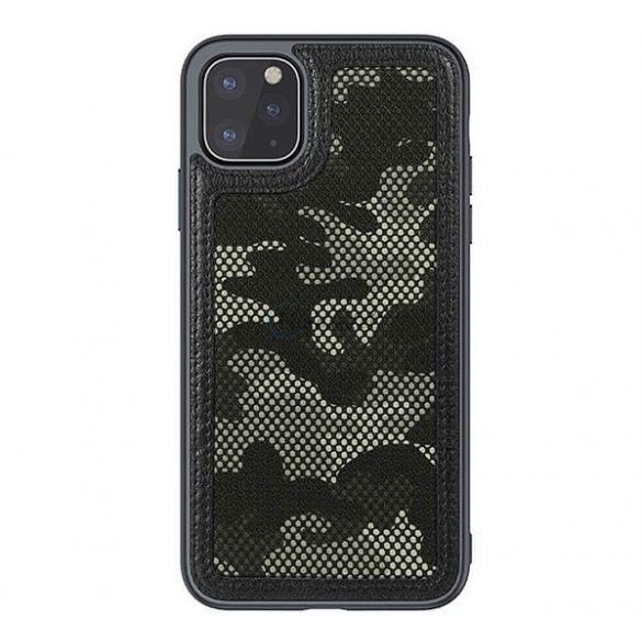 Protector de telefon din plastic NILLKIN CAMO (efect piele, protectie camera, model teren) NEGRU Apple iPhone 11 Pro Max