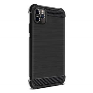 Protector de telefon din silicon IMAK VEGA (rezistență medie la impact, colț cu pernă de aer, periat, model carbon) NEGRU Apple iPhone 11 Pro