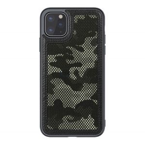 Protector de telefon din plastic NILLKIN CAMO (efect piele, protectie camera, model teren) NEGRU Apple iPhone 11 Pro