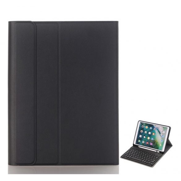 Carcasă în picioare, efect piele (FLIP, tastatură bluetooth, suport desktop, QWERTY, limba engleză, suport pentru creion) NEGRU Apple IPAD 10.2 (2019), Apple IPAD 10.2 (2020), Apple IPAD 10.2 (2021)