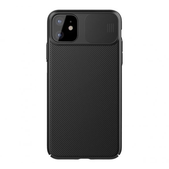 NILLKIN CAMSHIELD protecție din plastic pentru telefon (cadru din silicon, rezistent la impact mediu, protecție pentru cameră, cu dungi) negru Apple iPhone 11