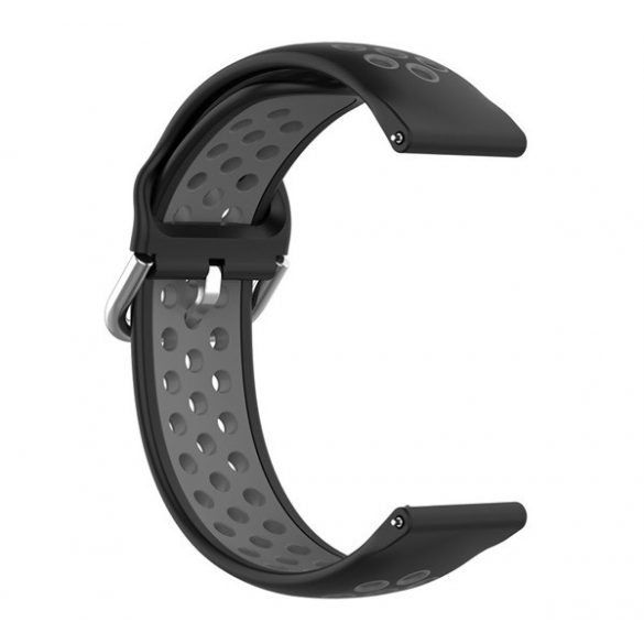 Curea de rezervă (universală, 20 mm, silicon, perforată, respirabilă) negru / GREY Samsung Galaxy Watch Active 2 eSIM 44mm (SM-R825F), Haylou LS02, Amazfit GTS 2, Samsung Galaxy Watch Active 2 eSI