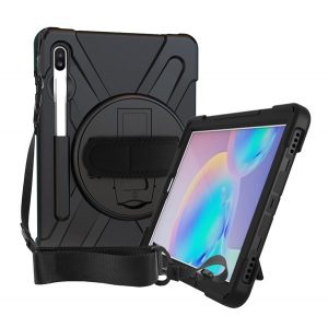 Protecție din plastic pentru telefon Defender (rezistentă la impact mediu, rotativă la 360° + curea de mână, curea de umăr) negru Samsung Galaxy Tab S6 10.5 WIFI (SM-T860), Samsung Galaxy Tab S6 10.5 LTE