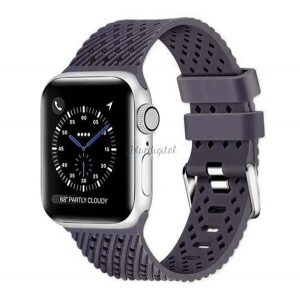 Curea de schimb (dimensiune personalizată, mică, din silicon ecologic, perforată, respirabilă, cu dungi) GRI Apple Watch Series 2 38 mm, Apple Watch Series 4 40 mm, Apple Watch Series 5 40 mm, Apple Watch Series 1 38 mm, Apple Watch Series 6 40 mm, 