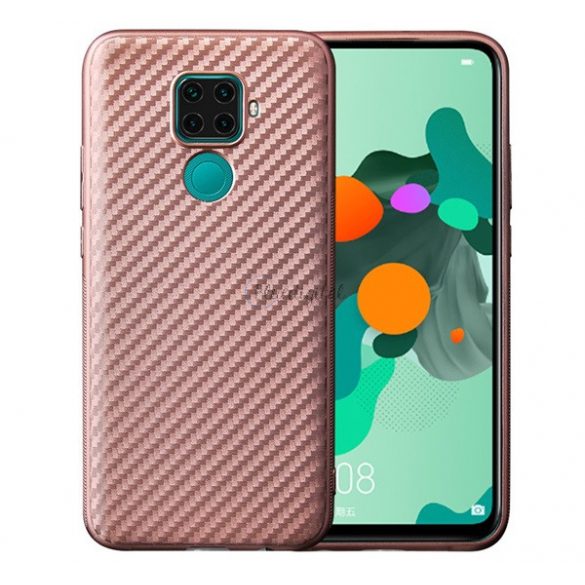 Protectie de telefon din silicon (model carbon) ROSE GOLD Huawei Mate 30 Lite (Nova 5i Pro)