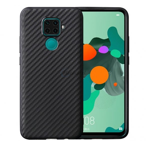 Protectie de telefon din silicon (model carbon) NEGRU Huawei Mate 30 Lite (Nova 5i Pro)