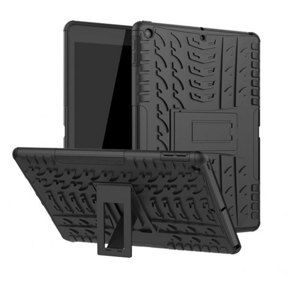 Protecție din plastic pentru telefon Defender (rezistență medie la impact, interior din silicon, anti-alunecare, model anvelope auto) negru Apple IPAD 10.2 (2019), Apple IPAD 10.2 (2020), Apple IPAD 10.2 (2021)