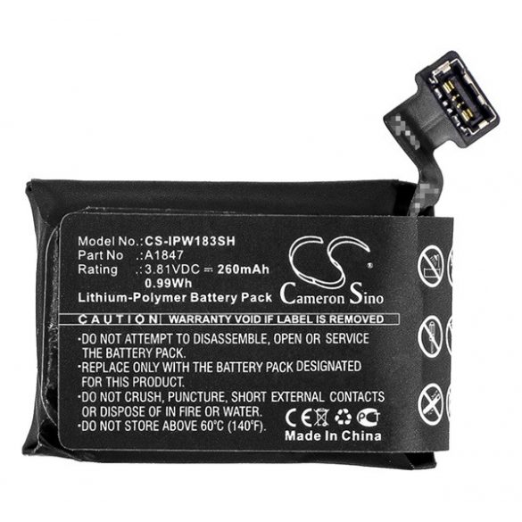 Baterie Li-Polymer CAMERON SINO (3,81V/260mAh, compatibil cu Apple A1847) NEGRU Apple Watch Series 3 38mm