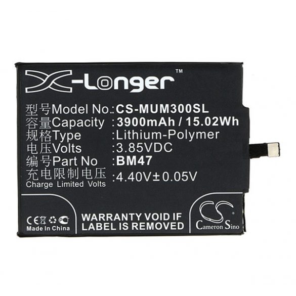 Baterie Li-Polymer CAMERON SINO (3.85V/3900mAh, compatibil cu Xiaomi BM47) NEGRU Xiaomi Redmi 3, Xiaomi Redmi 4X