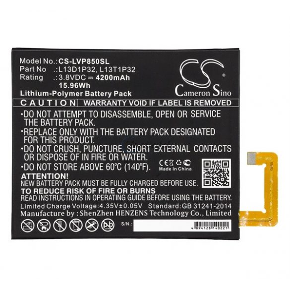 Baterie CAMERON SINO Li-Polymer (3.8V/4200mAh, compatibil cu Lenovo L13D1P32) NEGRU Lenovo Tab 2 8.0 (A8-50)