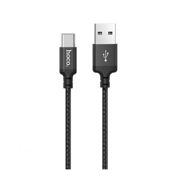 Cablu de date HOCO X14 (USB - Type-C, incarcator rapid, 100cm, anti-rupere, siret) NEGRU