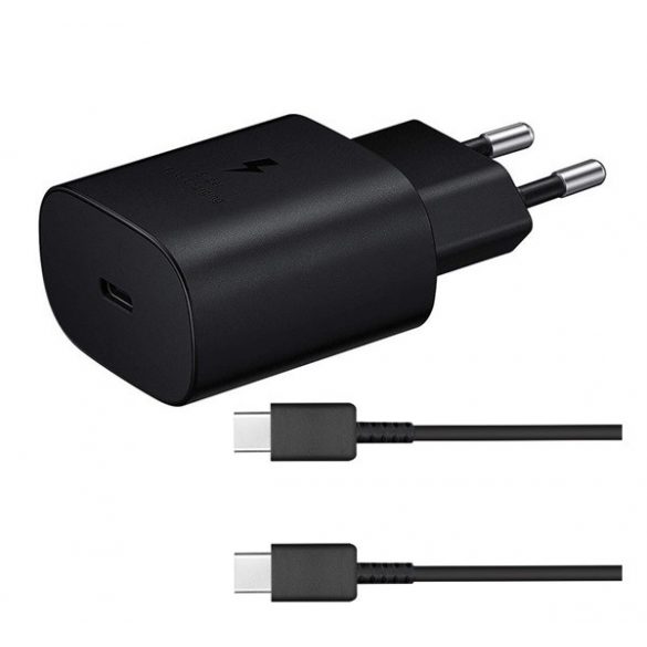 Încărcător de rețea SAMSUNG cu priză Type-C (25W, încărcător rapid PD + cablu EP-DA705BBE Type-C) NEGRU