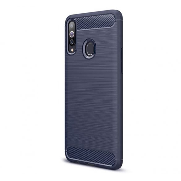 protecțiede telefon din silicon (rezistent la impact mediu, călcâi cu pernă de aer, periat, model de carbon) CUSHION CUSHION Samsung Galaxy A20s (SM-A207F)