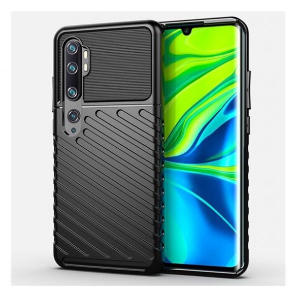 Husă silicon pentru telefon (rezistent la impact mediu, cu dungi, model convex) negru Xiaomi Mi Note 10, Xiaomi Mi Note 10 Pro