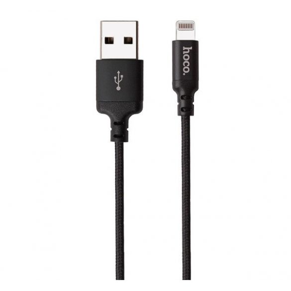 Cablu de transfer de date și încărcător HOCO X14 (USB - fulger, încărcător rapid, 100cm, șiret) NEGRU