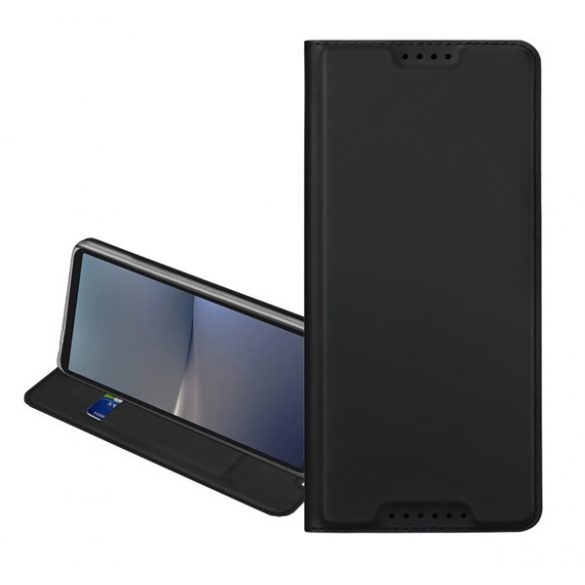 DUX DUCIS SKIN PROHusăîn picioare, efect de piele (FLIP, deschidere laterală, suport pentru carduri de credit, suport pentru desktop) NEGRU Samsung Galaxy A51 (SM-A515F)