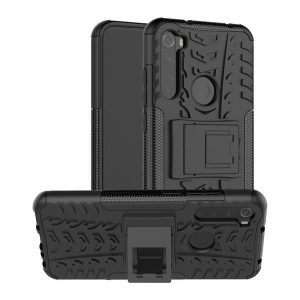 Defender protecțiede telefon din plastic (rezistent la impact mediu, interior din silicon, prindere din cauciuc, model de anvelope auto) negru Xiaomi Redmi Note 8T