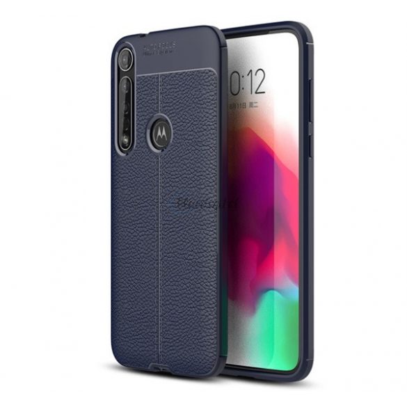 Protectie din silicon pentru telefon (rezistenta la impact mediu, efect piele, model de cusaturi) ALBASTRU INCHIS Motorola Moto G8 Plus (XT2019)