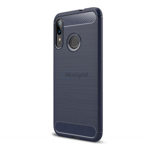 Protector de telefon din silicon (rezistență medie la impact, colț cu pernă de aer, periat, model carbon) ALBASTRU ÎNCHIS Motorola Moto E6 Plus (XT2052)