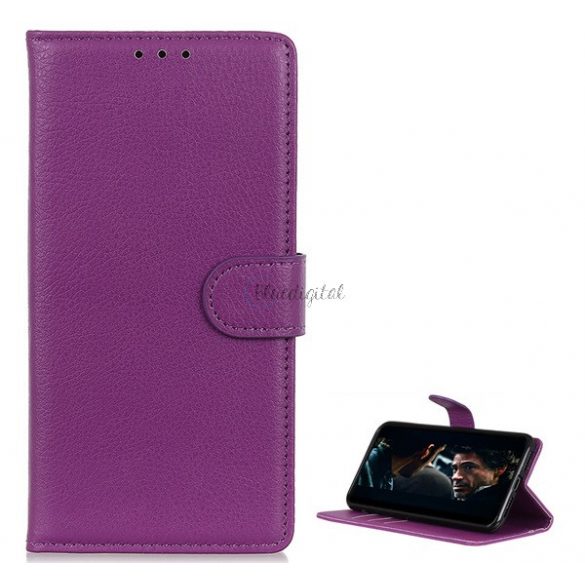 Carcasa in picioare, efect piele (FLIP, deschidere laterala, functie suport desktop, premium) PURPLE Xiaomi Redmi K30 / K30 5G