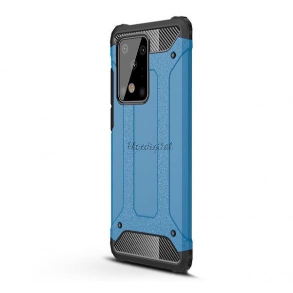 Protector de telefon din plastic Defender (rezistență medie la impact, colț cu pernă de aer, interior din silicon, efect metalic) ALBASTRU DESCHIS Samsung Galaxy S20 Ultra (SM-G988F), Samsung Galaxy S20 Ultra 5G (SM-G988B)