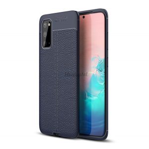 Protectie din silicon pentru telefon (rezistenta la impact mediu, efect piele, model de cusaturi) ALBASTRU INCHIS Samsung Galaxy S20 (SM-G980F), Samsung Galaxy S20 5G (SM-G981U)