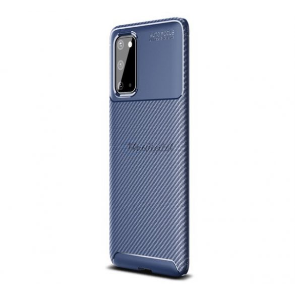 Protector de telefon din silicon (rezistență medie la impact, colț cu pernă de aer, model carbon) ALBASTRU ÎNCHIS Samsung Galaxy S20 (SM-G980F), Samsung Galaxy S20 5G (SM-G981U)