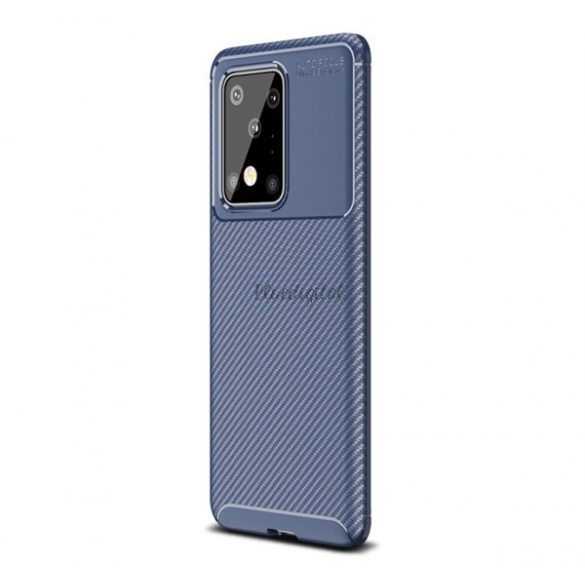 Protector de telefon din silicon (rezistență medie la impact, colț cu pernă de aer, model carbon) ALBASTRU ÎNCHIS Samsung Galaxy S20 Ultra (SM-G988F), Samsung Galaxy S20 Ultra 5G (SM-G988B)