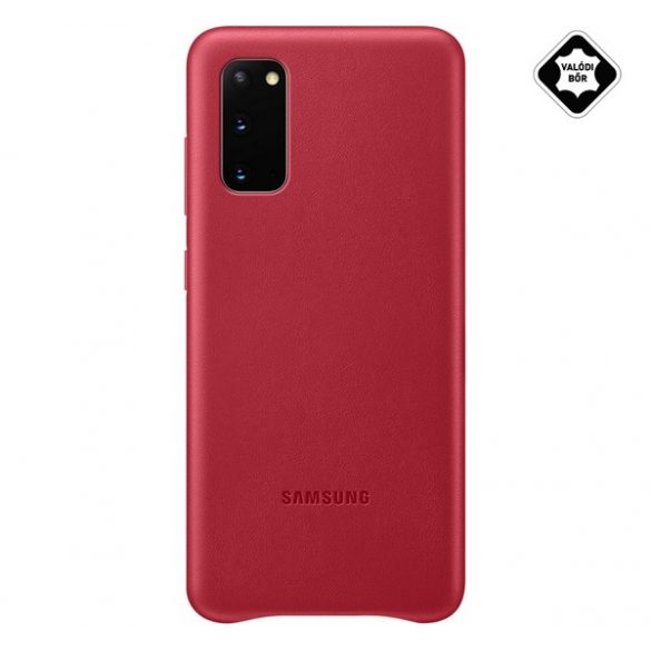 Protectie de telefon din plastic SAMSUNG (spate din piele naturala) ROSU Samsung Galaxy S20 (SM-G980F), Samsung Galaxy S20 5G (SM-G981U)