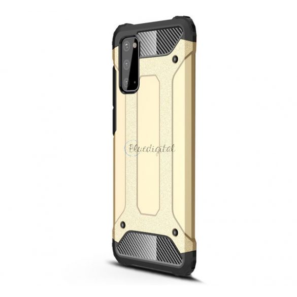 Protector de telefon din plastic Defender (rezistență medie la impact, colț cu perne de aer, interior din silicon, efect metalic) GOLD Samsung Galaxy S20 (SM-G980F), Samsung Galaxy S20 5G (SM-G981U)